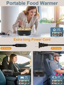 1.5L Electric Lunch Box With Dual Inner Containers, 3in 1 Ultra Heated Lunch Boxes, With Leakproof Removable Container, Cutlery & Insulated Cooler Bag For Car, Truck, Work, Camping & Meal Heating, Travel Food Warmer - US A Type Plug(110-127V) - View 5