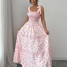 Raffinéa Women's Elegant Floral Print Vacation Dress, Summer Floral Dress Women Pink Dress - Celeste - View 8
