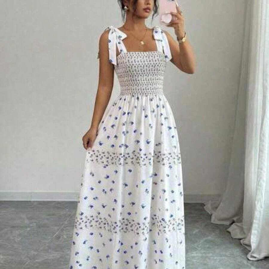 Raffinéa Women's Elegant Floral Print Vacation Dress, Summer Floral Dress Women Pink Dress - Celeste - Ver 1