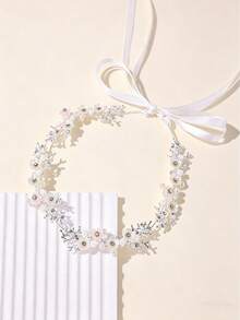 1pc Fairy Forest Resin Flower & Rhinestone Hairband, Elegant Bridal Headpiece For Outdoor Wedding, Dating, Vacation Photography, Prom Party Headband - Multicolor - View 9