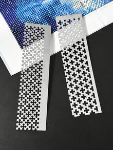 [1/2 Piezas] Regla para pintura de diamantes - Flor de ciruelo y diamante cuadrado, material de metal resistente, antioxidante, con orificios para alineación rápida, eficiente para principiantes y artesanos en pintura de diamantes - regla de acero - Ver 2