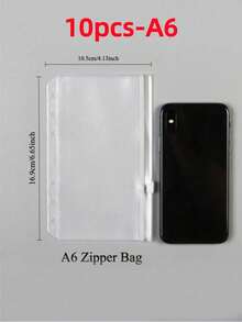 1pc A5/A6 Transparent PVC Zipper Binder Pocket, Durable & Waterproof, 6-Ring Design, Convenient For Organizing Documents, Photos, Cash | Suitable For Home, Office, Travel Loose-Leaf Notebook Storage Bag, Can Store Stationery, Receipts, School Supplies, Back To School Season. (Available In A5/A6 Size) - Zipper Bag - View 15