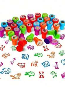 26pcs Cute Animal Stamps - Ideal For Educators, Celebrations And Craft Projects - Plastic Material (26 Random Patterns), Perfect For Back To School Season - Multicolor - View 8
