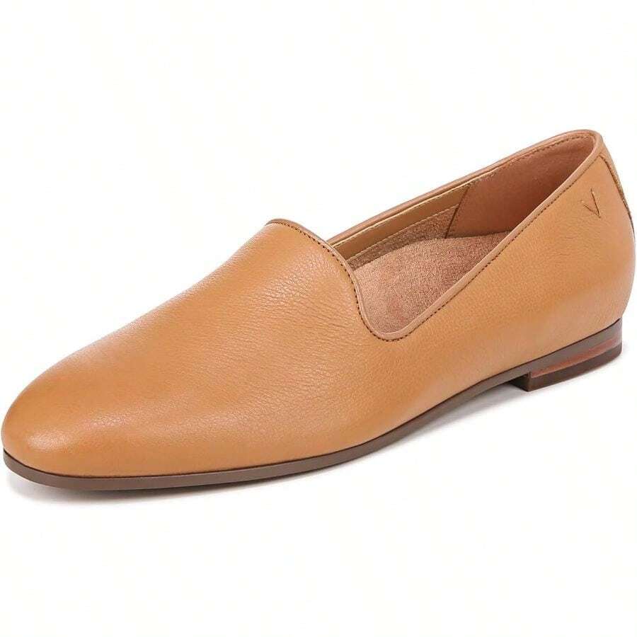 Vionic Womens Willa Slip-Ons - 5 Wide + Camel Tumbled Leather - View 1
