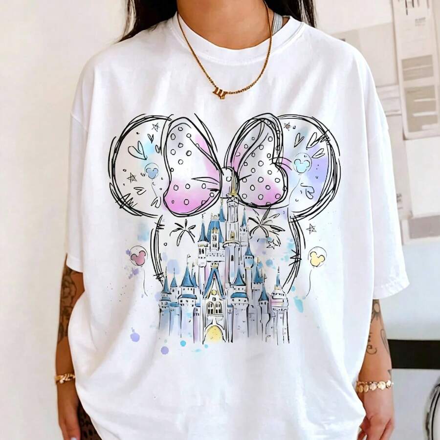 Disney Family Shirt, Disney Shirt For Women, Disney Ears Shirt, Disney Mickey Silhouette Shirt, Tshirt For Kids, Disney Glitter Minnie Shirt--Disneys Disneyland Paris The Magic Kingdom Disneyesque The House Of Mouse Mickey Mouse Empire Modest Summer Outfits Take That T Shirt Summer Coord Tops For Women Summer Summer Clothes Women Summer Clothes Summer Tops Summer Tops Women Summer Co Ord Summer Top Summer Outfits White Top Black Top Holiday Outfits For Women  Tops For Women Summer Holiday Gifts Valentine's Day Gifts Earth Day Gifts Oktoberfest Gifts Summer Bank Holiday Gifts - 白色 - 查看 1