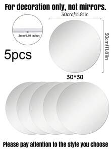 1 Pc 6/8/12inch Mirror Tray,Round Mirror Candle Board,Acrylic Round Mirrors,Plate Self Adhesive Mirror Stickers,Used For Table Centerpiece, Wedding Decorations,Shower Party,Home Wall Decor Gifts, Birthday, Graduation,Crafts,Valentine Day,Christmas - Multicolor - View 16