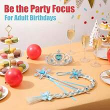 3pcs/Set Snowflake Crown Magic Wand Wig Braid, Party Supplies, Holiday Performance Photo Prop Decoration - Baby Blue - View 5