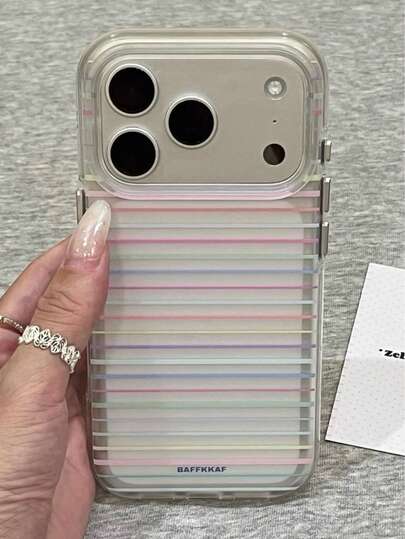 Colorful Striped Phone Case Suitable Compatible With Iphone 17 Pro Max, 17 New Model, 16 Protection Cover, 15 Women Style, 16 Pro Full Body Anti-Fall Transparent Case, 14, 13
