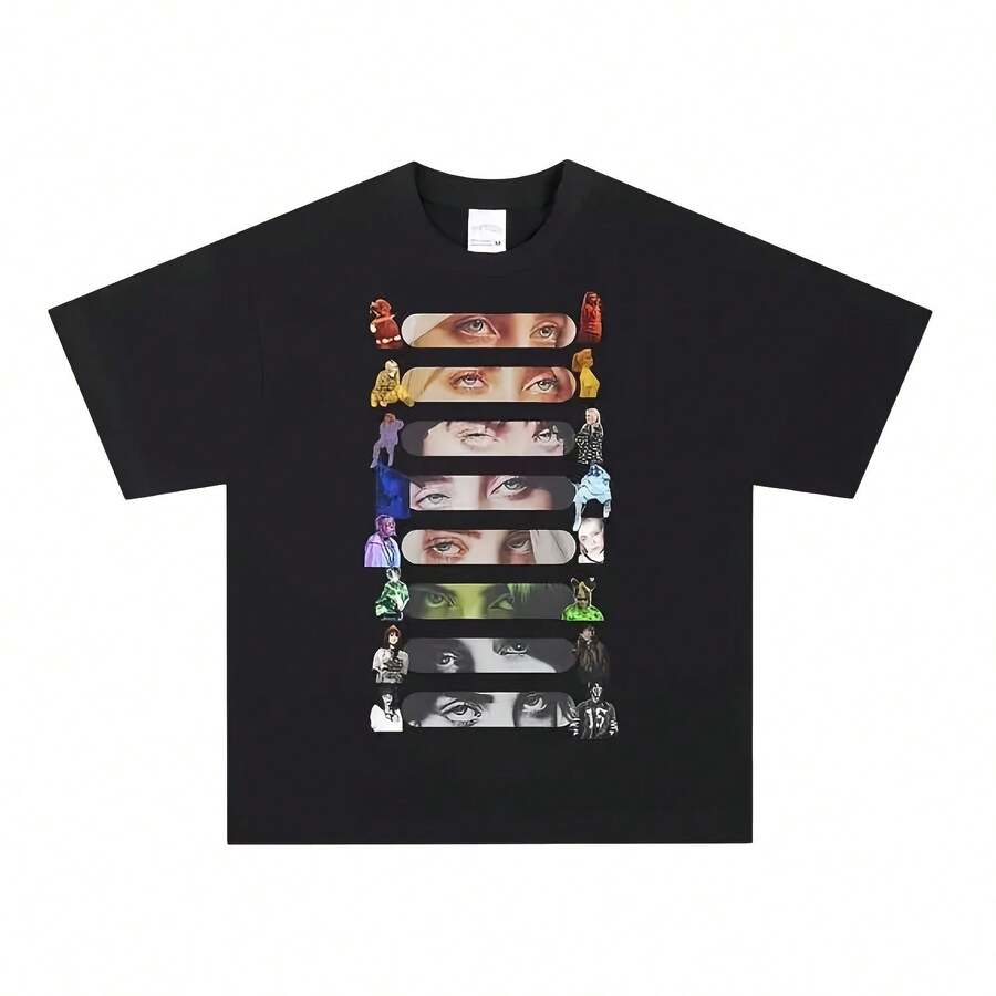 Camiseta de Billies Eilishs - Camiseta Holgada y Transpirable de Algodón Puro de Manga Corta para Hombre y Mujer - forma - Ver 1