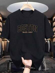 100% Pure Cotton, Breathable And Gentle On The Skin. Classic Crew Neck Design, Slim Fit, And Flattering For All Body Types. Fashionable Print With A Minimalist Style And High-Quality Finish. Unisex Design Perfect For Matching Outfits, Ideal For Everyday Wear, Dates, Leisure, And Streetwear – Versatile And Timeless. - 黑色 - 查看 8