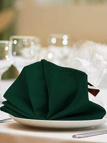1/2/6 piezas Servilletas de color verde oscuro sólido de alta calidad, adecuadas para decoración de mesa de boda, fiesta, vacaciones y cumpleaños - Multicolor - Ver 1