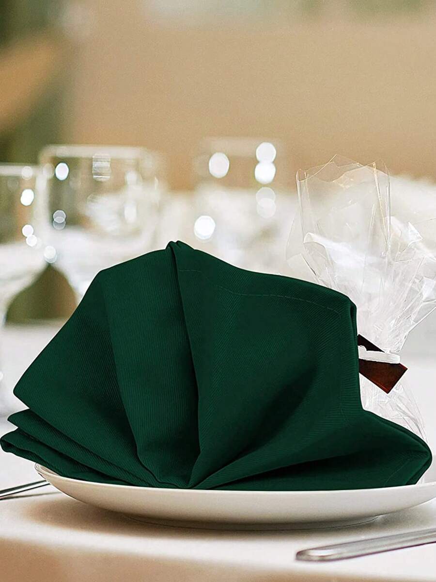 1/2/6 piezas Servilletas de color verde oscuro sólido de alta calidad, adecuadas para decoración de mesa de boda, fiesta, vacaciones y cumpleaños - Multicolor - Ver 1