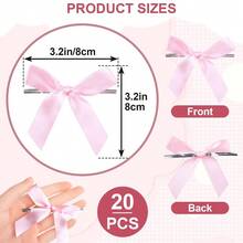 XDL 20pcs Pink Satin Ribbon Premade Twist Tie Bows Gift Wrapping Bowknot For Christmas Wedding  Birthday Party Treat Bags Present Bags Bakery Candy Bags Decorations - Pink - 查看 3