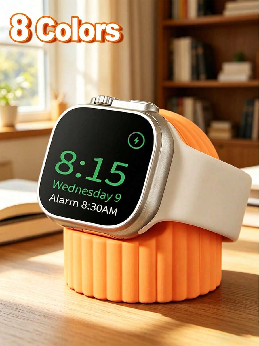 适用于 Series 10/9/8/SE/7/6/SE/5/4/3/2/1/Ultra 的硅胶充电支架，所有尺寸 46mm、49mm、45mm、44mm、42mm、41mm、40mm、38mm，智能手表充电底座配件
