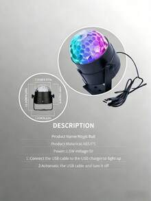 1個 USB 魔幻色彩燈 RGB 聲控迷你氛圍投影燈，適用場景裝飾，無需遙控器，適合生日派對、聖誕節、新年、情人節及居家客廳彩色氛圍 - 多色光 - 查看 12