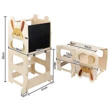 Rutschfeste Lernstühle, Kinderhocker,Mit Maltafel,Für 2bis 6Jährige - Kaninchen - Übersicht 2
