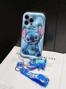 Disney Lilo And Stitch Phone Case : 3D Fluffy Pattern Border Protector Phone Soft Phone Case With A Free Cute Stitch Bracelet Chain Lanyard, Stitch, Lilo, Angel, For Apple 17 Promax 17 Pro 16 15 14 13 12 11 Pro Max XS Max X XR Soft Cover Summer Phone Case - White - View 5