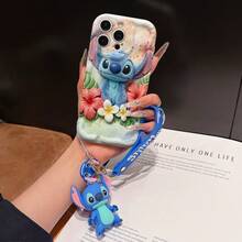 Disney Lilo And Stitch Phone Case : 3D Fluffy Pattern Border Protector Phone Soft Phone Case With A Free Cute Stitch Bracelet Chain Lanyard, Stitch, Lilo, Angel, For Apple 17 Promax 17 Pro 16 15 14 13 12 11 Pro Max XS Max X XR Soft Cover Summer Phone Case - White - View 1
