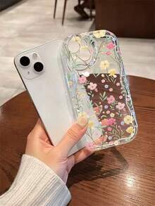 1pc Floral Pattern Cream Transparent Anti-Drop Phone Case, TPU Material, Suitable As Holiday Gift, Compatible With Apple IPhone Xs/Xsmax/Xr/11 12 13 14 15 16pro/Promax/14 15 16plus/17, Unisex - Multicolor - View 4