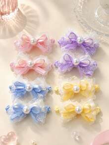 2pcs Cute Bow Pearl Hair Clips, Children's Hair Accessories, Non-Damaging, Versatile For Daily Wear And Back To School - Multicolor - View 4