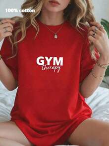 Playeras de mujer 2026 Nueva Colección de Verano: Envío Local, Camiseta Gráfica Gym Therapy - Cuello Redondo Casual 100% Algodón, Suave y Transpirable, Corte Relajado - Perfecta para Entrenamientos, Fitness, Amantes del Gimnasio, Uso Diario. _90s Pop Retro All Genders100% Cottonconjuntos de mujer - Rojo - Ver 7