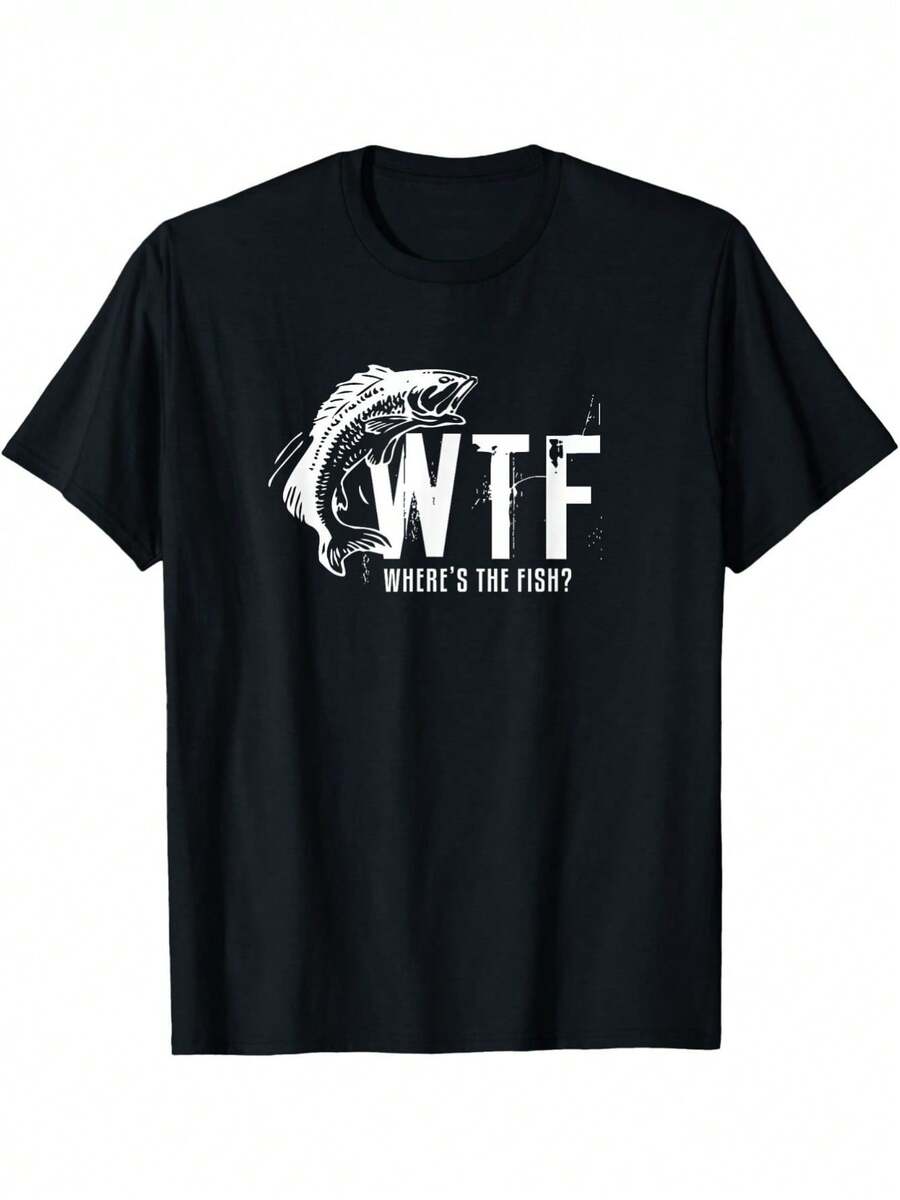 2026, Uh, Where Are The Fish? Humorous Fishing T-Shirt For Men. - 黑色 - 查看 1