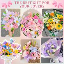 624/1024pcs Pipe Cleaner Handmade Set, Pipe Cleaner Flower Making Kit, 8 Colors Flower Making Set With Fuzzy Stems, Floral Wire, Gardening Tape, Stamens, Pearls, Instruction Manual And Ribbons - Multicolor - View 10