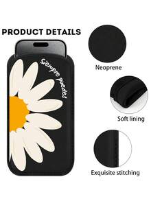 Nueva funda protectora para teléfono con patrón de margarita de inserción directa, bolsa de almacenamiento de teléfono para exteriores de color negro, bolsa de teléfono de inserción directa, hecha de material de neopreno a prueba de golpes y polvo, forro elástico suave, portátil unisex - Multicolor - Ver 5