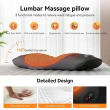 Smooth Spine Triple Fusion Back Massager For Sciatica Pain Relief, 3-In-1 Lumbar Traction Device With Heat And Vibration, Lower Back Stretcher For Office Chair & Car Support - Grey - View 3