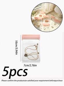 20 cái/40 cái/100 cái túi khóa kéo PVC trong suốt chống oxy hóa cho trang sức, túi nhựa 46 gauge để đóng gói nhẫn và phụ kiện trang sức, túi đựng bông tai và đồ trang trí, 2 cái hộp lưu trữ trên bàn, túi đựng trang sức, kệ tổ chức đa năng trên bàn - EVA màu hồng - Xem 22