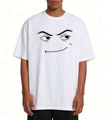 Camisetas con Estampado de Cara de Robot de Anime, Camisetas Divertidas, Camisetas Gráficas, 180g, Holgadas, Cuello Redondo, Manga Corta, Ligeras, Ropa de Mujer, Camisetas Harajuku, Camisetas, Tops de Verano - Blanco 4 - Ver 2