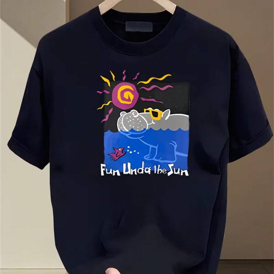 Printed T-Shirt For Men And Women - Black - View 1