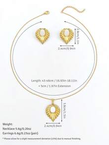 極簡主義不鏽鋼金色女款飾品套組,夏季優雅多件式項鍊耳環套組,拋光低敏生日度假禮物 - 金色 - 查看 5