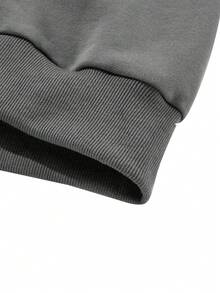 Sudadera con capucha con gráfico de letras y mangas raglán con cordón para hombres, para otoño - Gris Oscuro - Ver 6