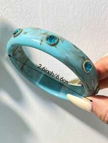 1pc Vintage Asymmetrical Resin Bracelet With Sparkle, Non-Electroplated Handmade Contrast Color Design, Suitable For Music Festivals, Parties, And Daily Wear - Multicolor a - View 13
