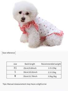 1件MICHLEY宠物服装，适合小型和中型犬猫，草莓花卉印花公主风，时尚可爱，适合春夏穿着 - 彩色 - 查看 3