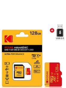 Kodak Red & Yellow High Speed Micro SD U3 128GB 256GB 100MB/S Memory Card 32GB 64GB TF Cards SD Adapter + Card Reader - View 13