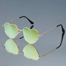 Unisex Heart-Shaped  Women, Purple To Golden Gradient Lens Lentes, Metal Hinges Statement Eyewear, Summer Beach Glasses For Photo Shoots Party Everyday Halloween Christmas Birthday Gift - 紫色 - 查看 5
