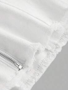 Blusa vaquera de tubo minimalista y de unicolor para mujer - Blanco - Ver 4