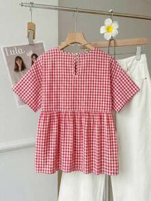 Camisa de mujer tejida a rayas verdes - Rojo - Ver 2