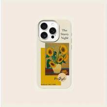 Funda para teléfono: Collage de girasoles de Van Gogh estilo pintura al óleo, patrón de TPU, para iPhone 16 Pro Max, funda protectora de negocios resistente a caídas, bonita - Blanco - Ver 3