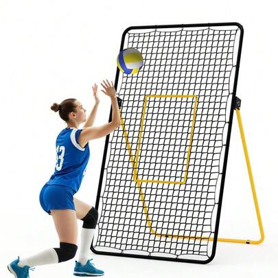 Adjustable Volleyball Rebounder Net 7x4 Ft, Multi-Angle Foldable Bounce Back Trainer For Indoor Outdoor Practice