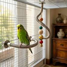 1 pieza Percha ajustable de acero inoxidable para loros, juguete flexible de varios ángulos antideslizante para aves, accesorio de jaula duradero y fácil de limpiar adecuado para loros, cacatúas y todas las aves domésticas - Ver 3