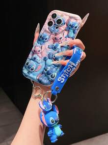 Disney Lilo And Stitch Phone Case : 3D Fluffy Pattern Border Protector Phone Soft Phone Case With A Free Cute Stitch Bracelet Chain Lanyard, Stitch, Lilo, Angel, For Apple 17 Promax 17 Pro 16 15 14 13 12 11 Pro Max XS Max X XR Soft Cover Summer Phone Case - 白色 - 查看 4