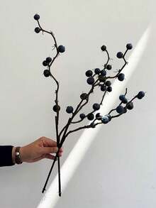 1pc Artificial Blueberry Branch, Suitable For Home Decor, Bedroom Living Room Decor, Office Decor, Tabletop Centerpiece Decor, Vase Decor, Wedding Decor, Wedding Bouquet, Floral Arrangement, Photography Props, Outdoor Decor, Garden Decor, Gift - Multicolor - View 6