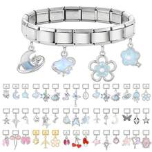 1/5/10/20/30/50pcs Random Mixed Steel Color Modular Pendant, Butterfly, Moon, Heart Shaped Detachable Bracelet Accessories - Multicolor - View 1