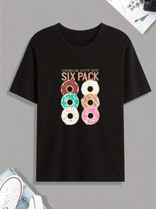 Funny "My Six Pack" Print T-Shirt, Men's T-Shirts, Casual Short-Sleeved T-Shirt For Summer, Spring And Autumn, T-Shirts As A Gift - 黑色 - 查看 1