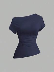 Camiseta casual asimétrica de hombro para mujer - Multicolor 11 - Ver 4