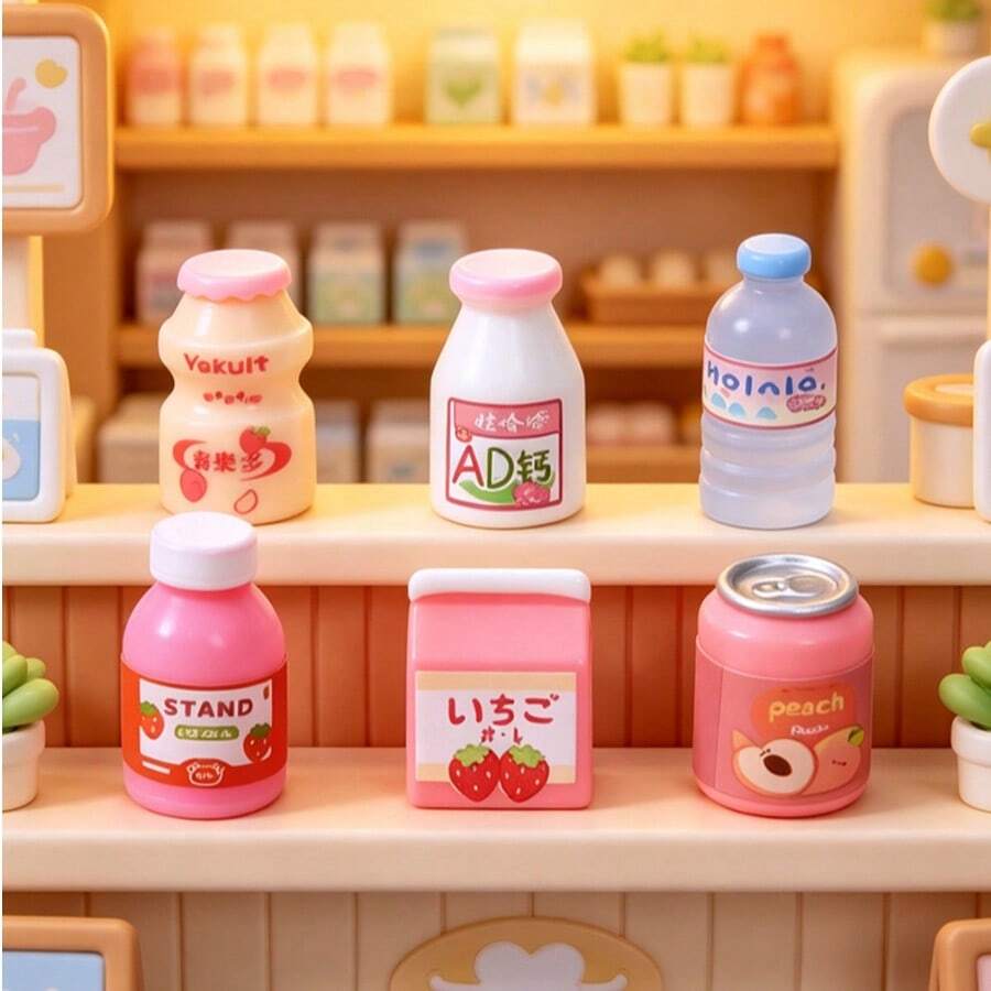 粉色仿真饮料瓶迷你AD钙质微景观桌面摆件树脂小雕像,装饰品,摄影道具,娃娃屋配件,手工DIY,动漫场景,家居模拟,桌面装饰,摄影道具,娃娃屋装饰,节日礼物,生日礼物,新年礼物,情人节礼物 - 多色 - 查看 1