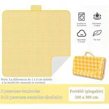 Manta para Picnic Impermeable y Resistente a la Arena, 200 x 300 cm Tapete Picnic, Playa Blanket Almacenamiento Plegable, Alfombra de Tela no Tejida de Alta Calidad para Camping/Césped/Parque/Viaje - amarillo - Ver 2